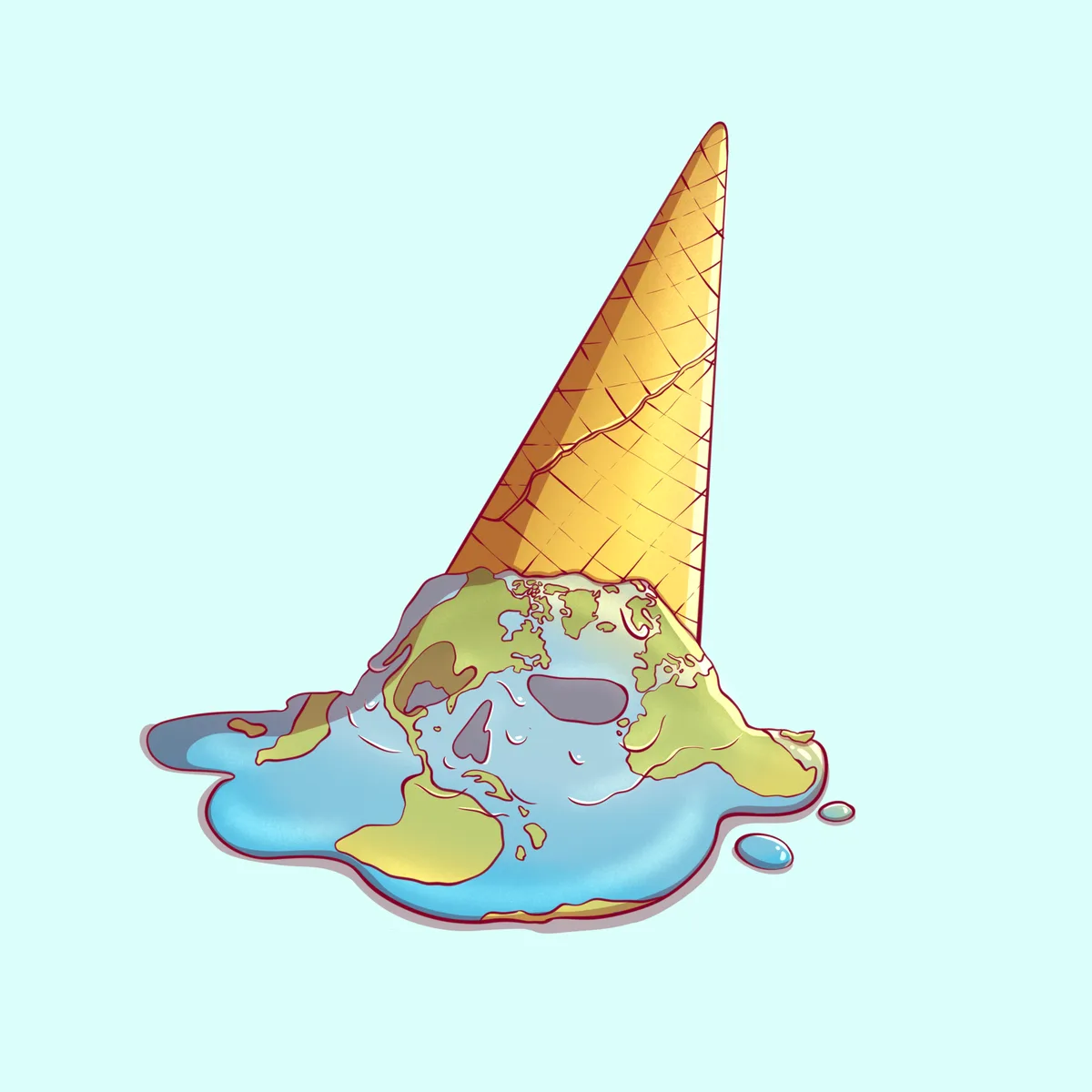 Melting Earth Ice Cream Illustration, free illustration by Lizy Del Busto