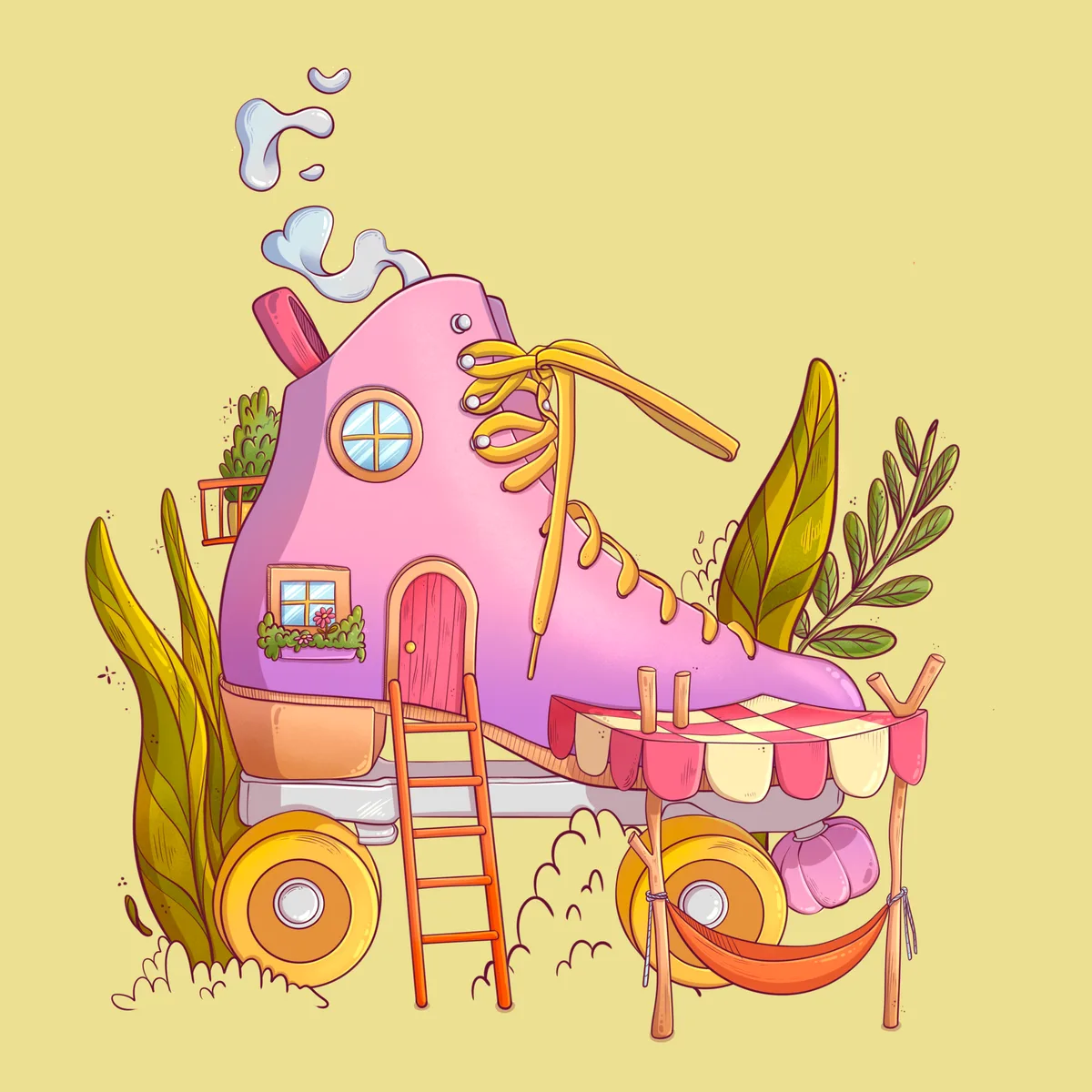 Roller Skate House Illustration, free illustration by Lizy Del Busto